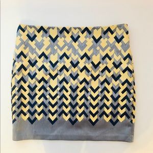 Max Studio Blue and Yellow Patterned Mini Skirt